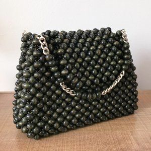 Wood beads mini handbag